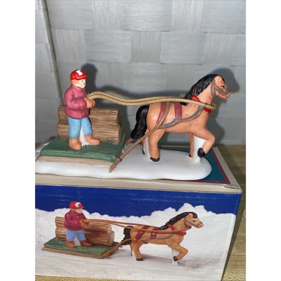 1994 Christmas Valley Season Specialties Horse Sled Lumberjack Boxed New - Picture 2 of 11